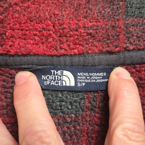 North Face Men's Small Red Buffalo Plaid Gordon Lyons 1/2 Zip Sweater Fleece - Picture 6 of 9